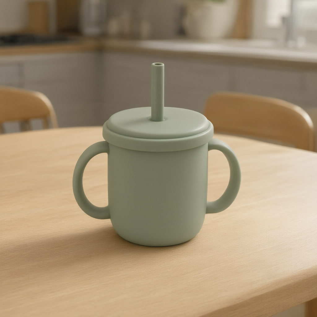 Two-Handle Straw Cup — in use