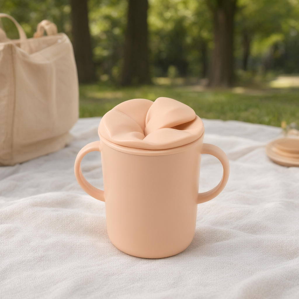 Petal-Lid Snack Cup — in use