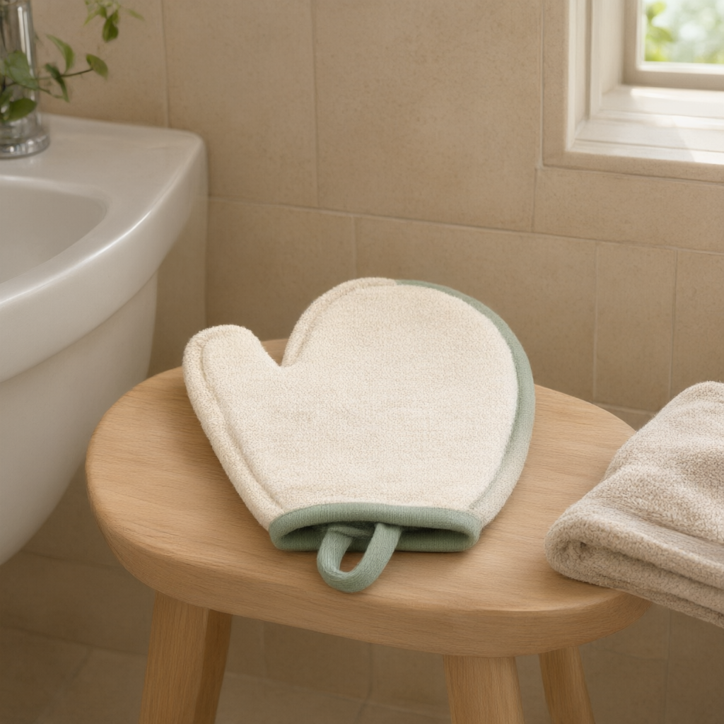 Looped Bath Mitt — in use