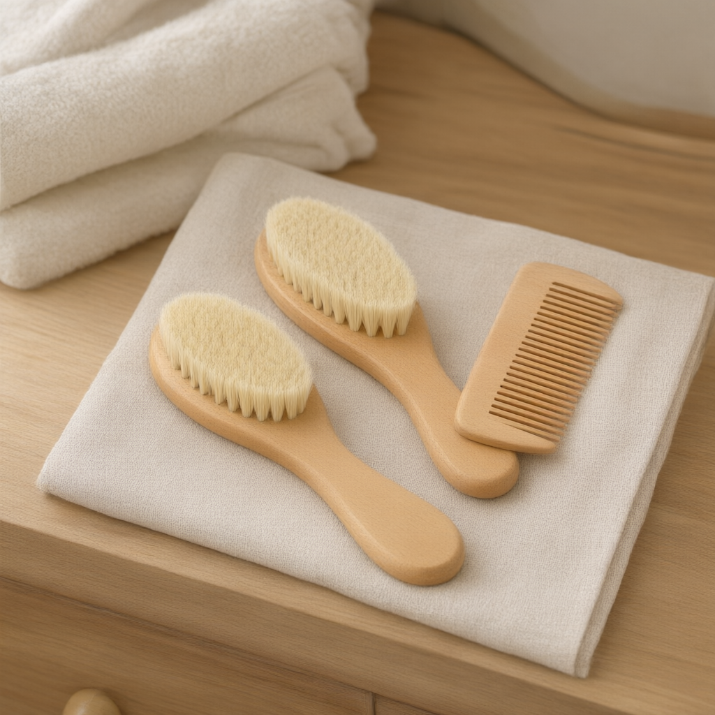 Baby Brush & Comb Set — in use